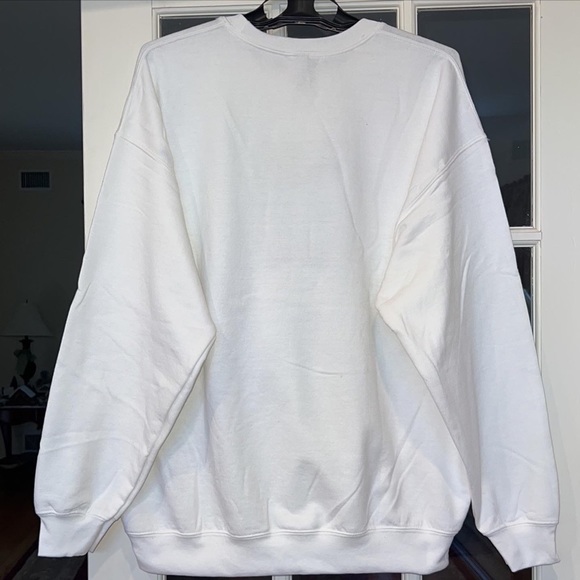 Deer Embroidery Crewneck White Sweater - Picture 4 of 5